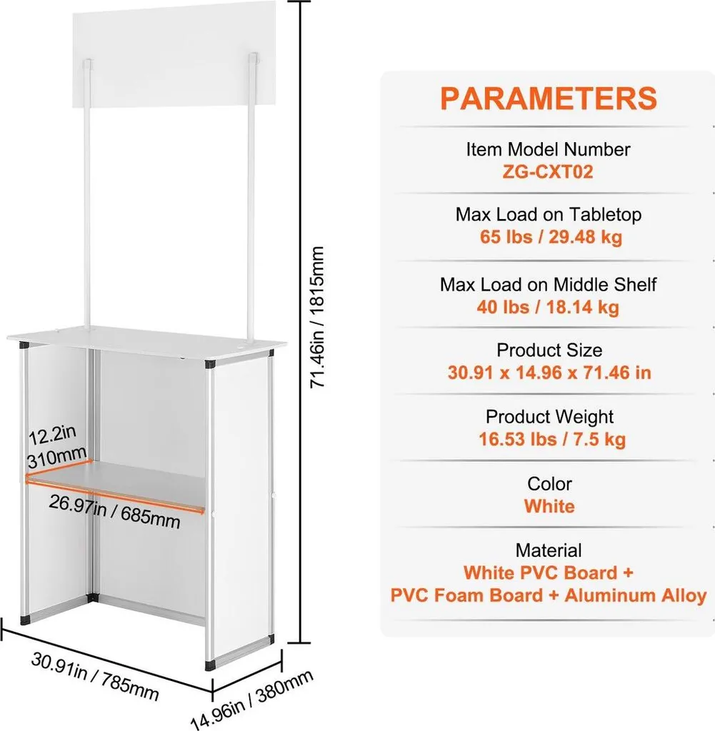 Table de bar pliable pour promotion retail et stand de conférence