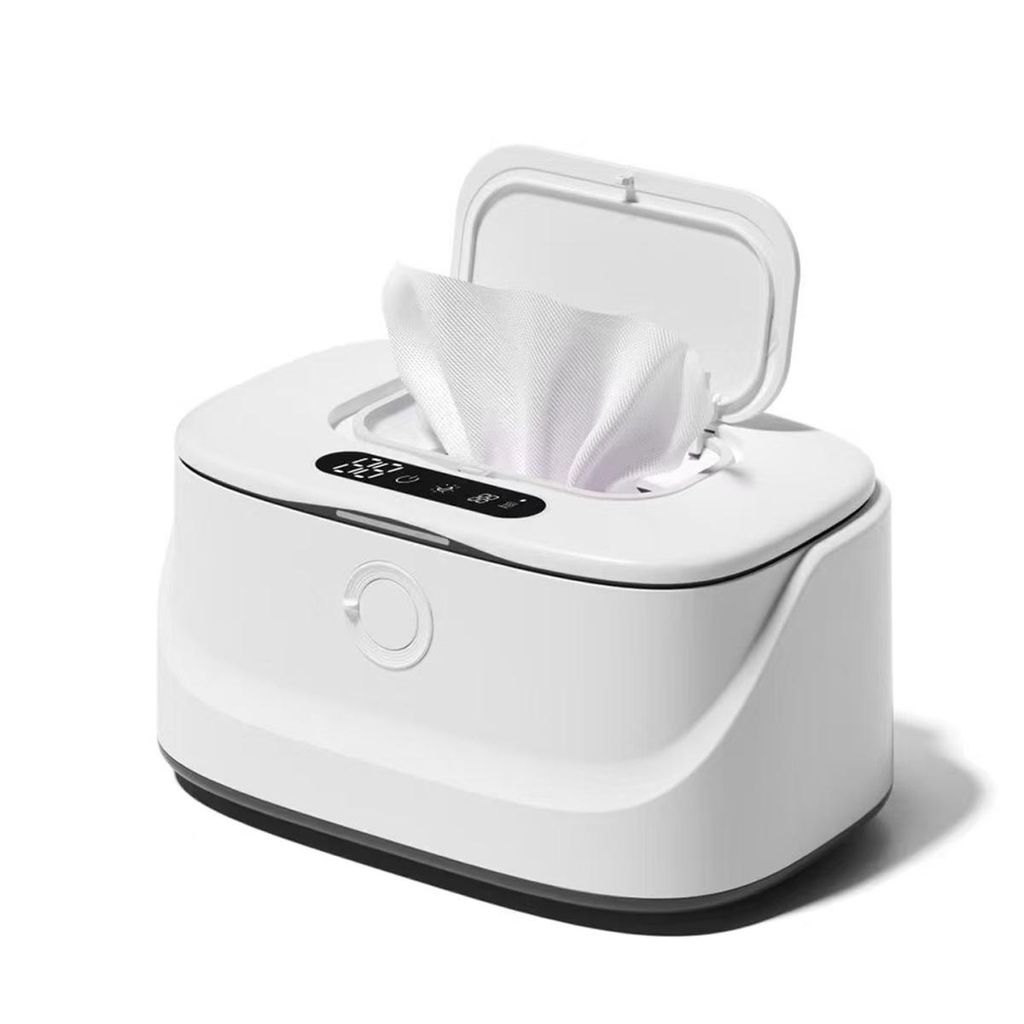 Intelligenter Feuchttuchspender mit Nachtlicht,USB-beheizbarer Feuchttuchspender, 3 Temperaturstufen, LCD-Display, Wei?, 15 W, 22 x 14 x 11 cm