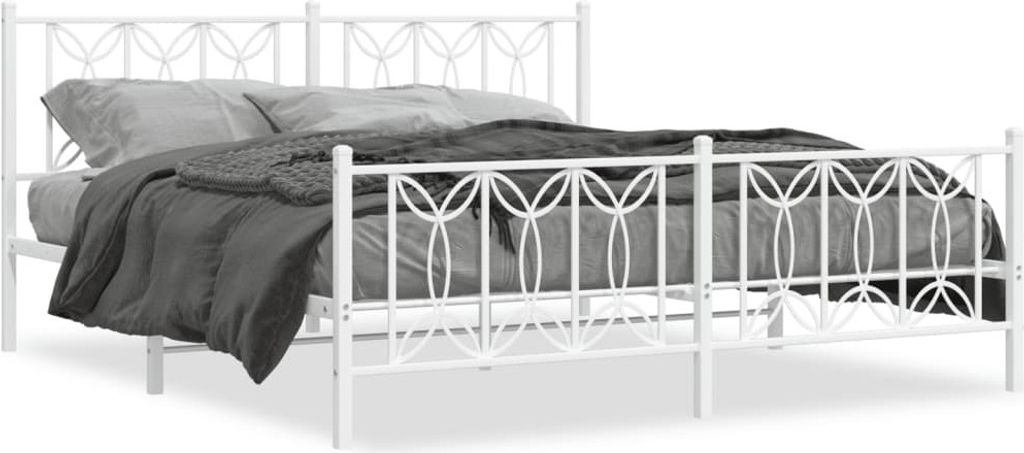 "SPRING SALE"Bettgestell/Bettrahmen - HOMMIE - Doppelbett - Moderne design, mit Kopf- und Fußteil Metall Weiß 180x200 cm GermanyMöbel 37042 - Kl...