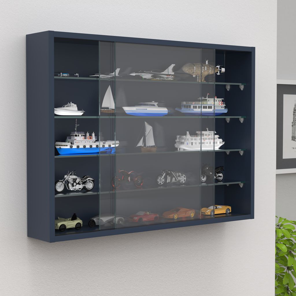 VCM Glasvitrine hängend | Vitrine Glas mit ESG-Sicherheitsglas | Maße ca. H. 55 x B. 75 x T. 12 cm | Hängevitrine Glas | Modern und platzsparend...