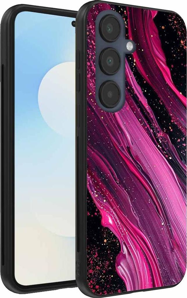 Geeignet für Samsung Galaxy S25 FE Handytasche mit Marmordruck - TPU Rückseite Abdeckung Fall Marmor Design - Lila Rosa - Smartphonica
