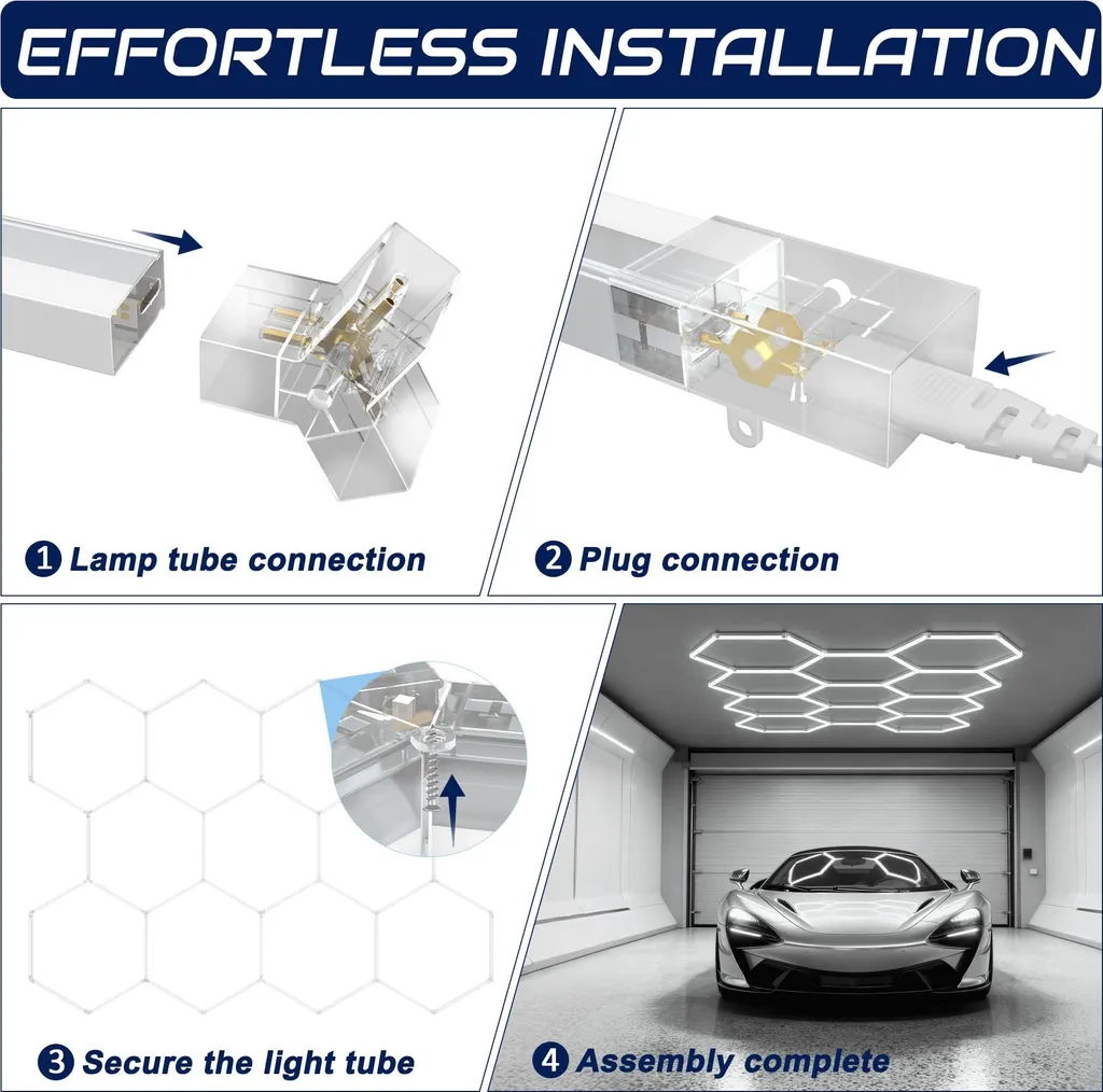 FIVMEN Plafonnier LED Hexagonal 14 Hexs avec Rectangle pour Garage - 7