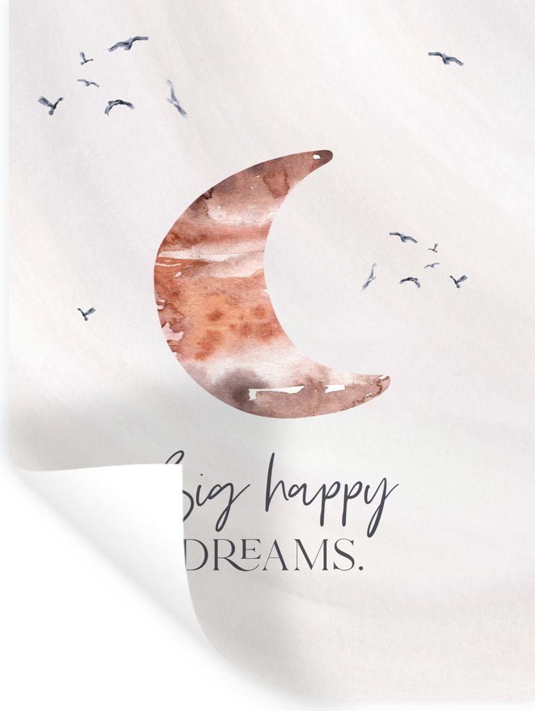 MuchoWow Wandtattoo Wandsticker Wandaufkleber Kinder - Sprichwörter - Große glückliche Träume - Jungen - Mädchen - Aquarellieren 30x40 cm Se...