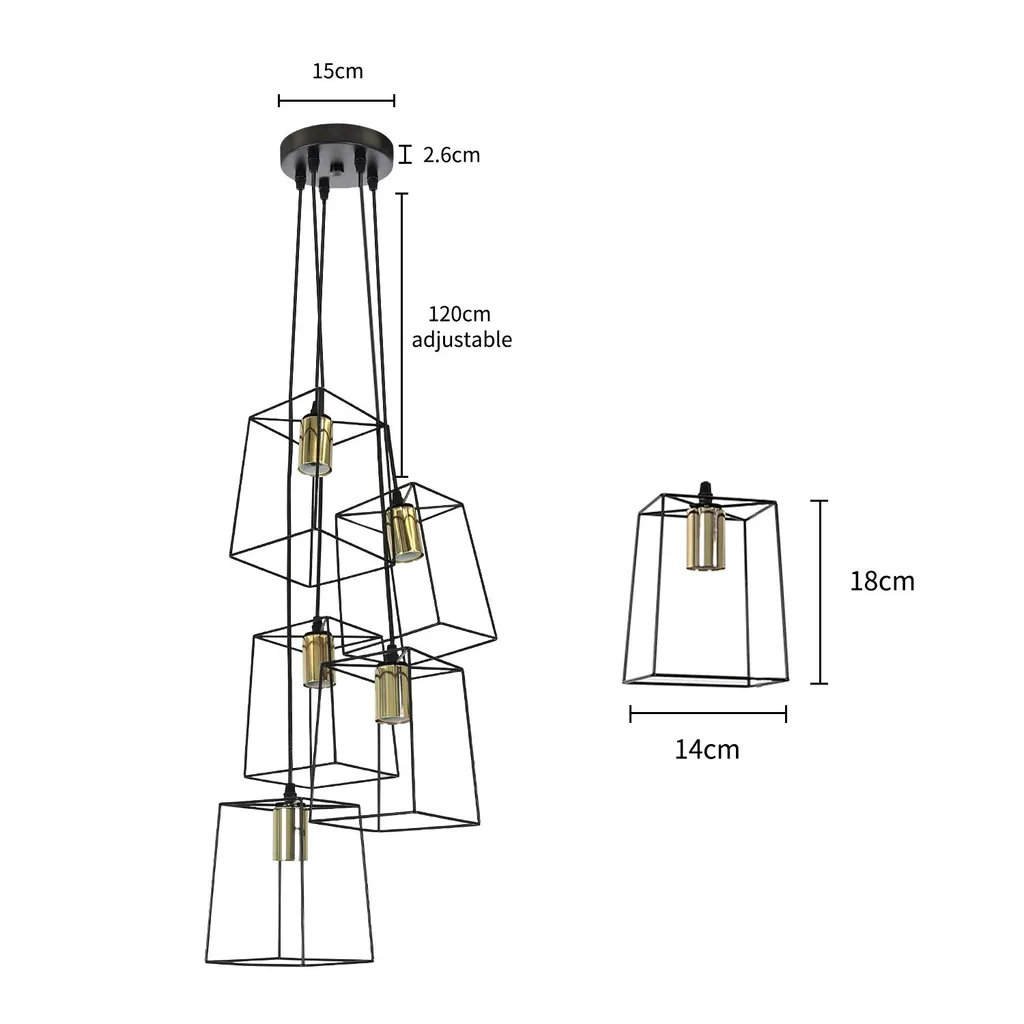 Lampe de Table Suspendue à Hauteur Réglable Noire E27 Style Industriel - 3