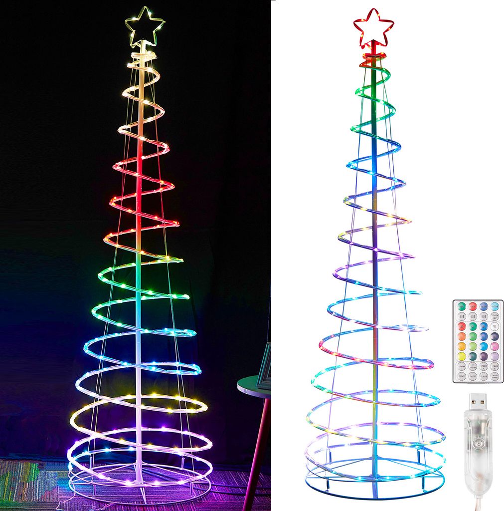 LED spirálový vánoční stromek Stmívatelné RGB světlo na Obrázek produktu 