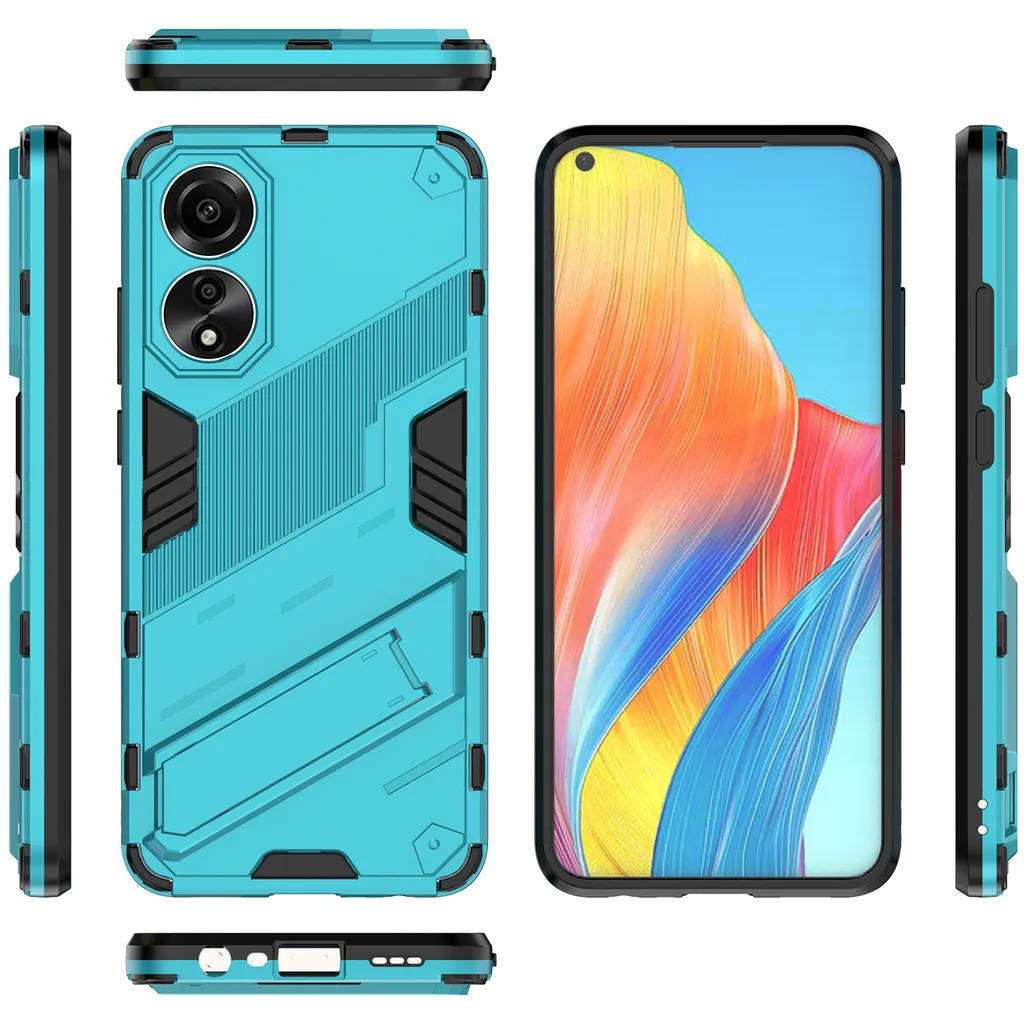 Custodia Oppo A78 4G Blu - Cover Ibrida PC+TPU con Stand - 2