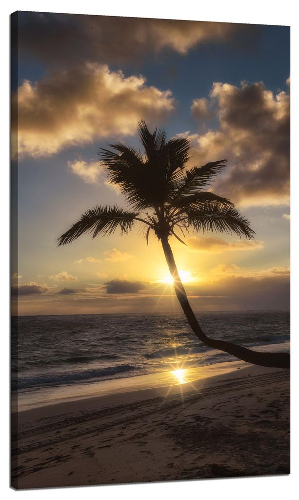 Leinwanddruck Natur Palmen Sonnenuntergang Hintergrund 70x120 Ozean Urlaub