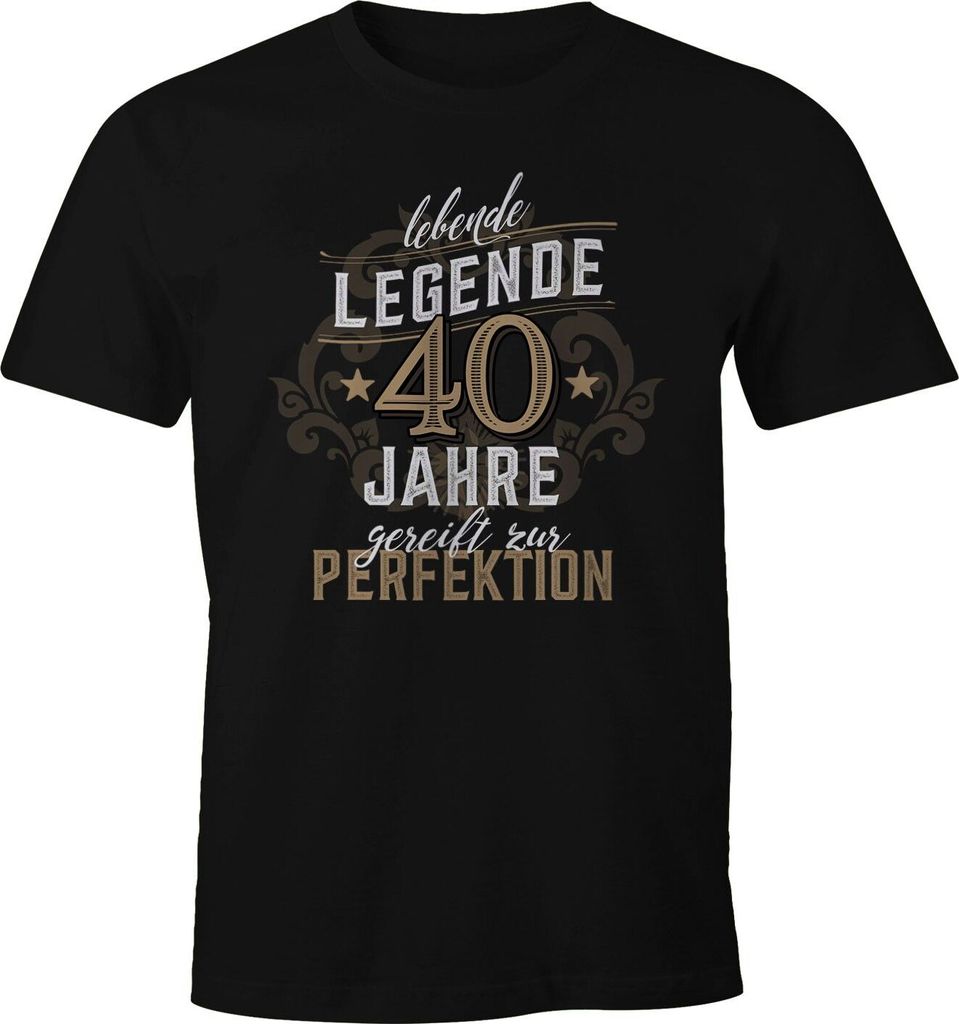 Herren Geschenk T-Shirt Geburtstag Lebende Legende 30-80 Jahre Moonworks 40 schwarz S