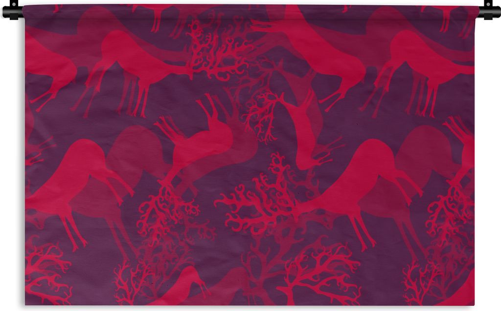 MuchoWow Wandteppich Wandbehang Hirsche - Muster - Farben 90x60 cm Tapisserie Dekoration Wandtuch - Wandskulpturen - Bildteppich