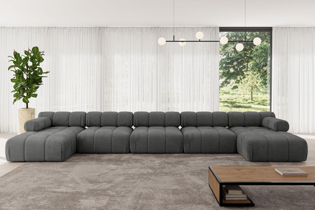ALTDECOR Modulares Sofa Ecksofa in U-Form - Tesso-U3 - 475x160x70 cm Dunkelgrau Corner modular Sofa Eckcouch Couch Wohnlandschaft Cauchsofa Polster...