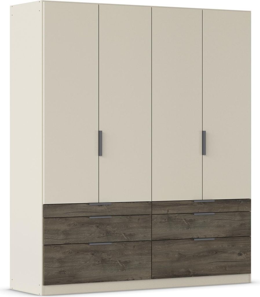 Drehtürenschrank >Koda< in champagner / Atlantic Oak dunkel - 181x210x54 (BxHxT)