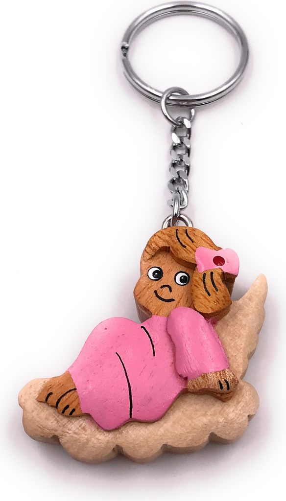 Onwomania Handmade Holz Schlüsselanhänger Mädchen Dirn auf Produktbild 