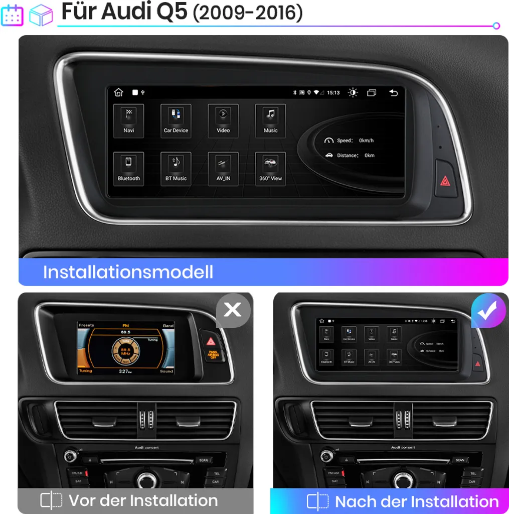 Navigation GPS Audi Q5 2009-2016 Android avec CarPlay et Bluetooth 5.0 - 6