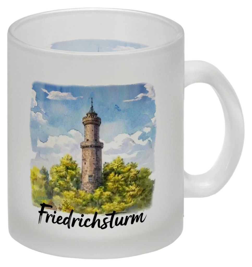 Friedrichsturm Freudenstadt Aquarell Glas Tasse