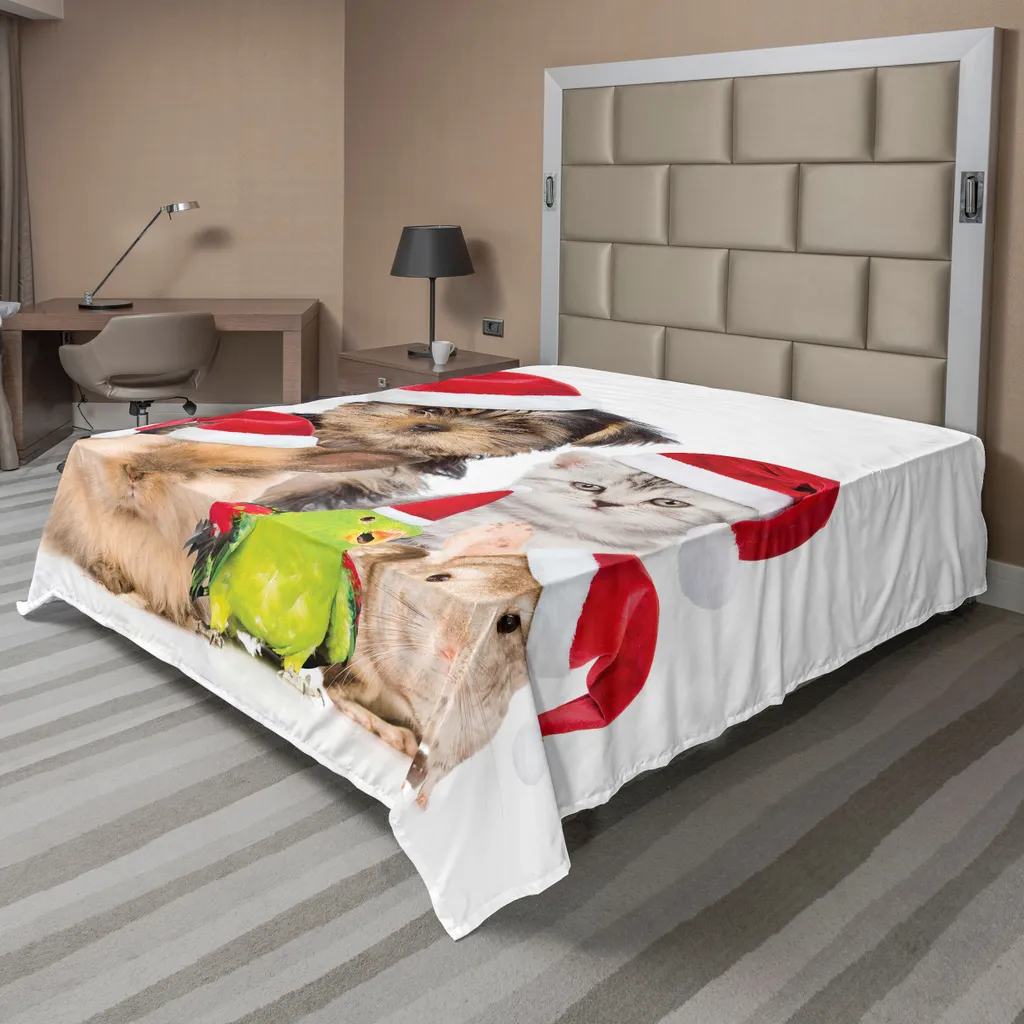ABAKUHAUS Drap de Lit Noël Animaux Grincheux Multicolore 260x228 cm