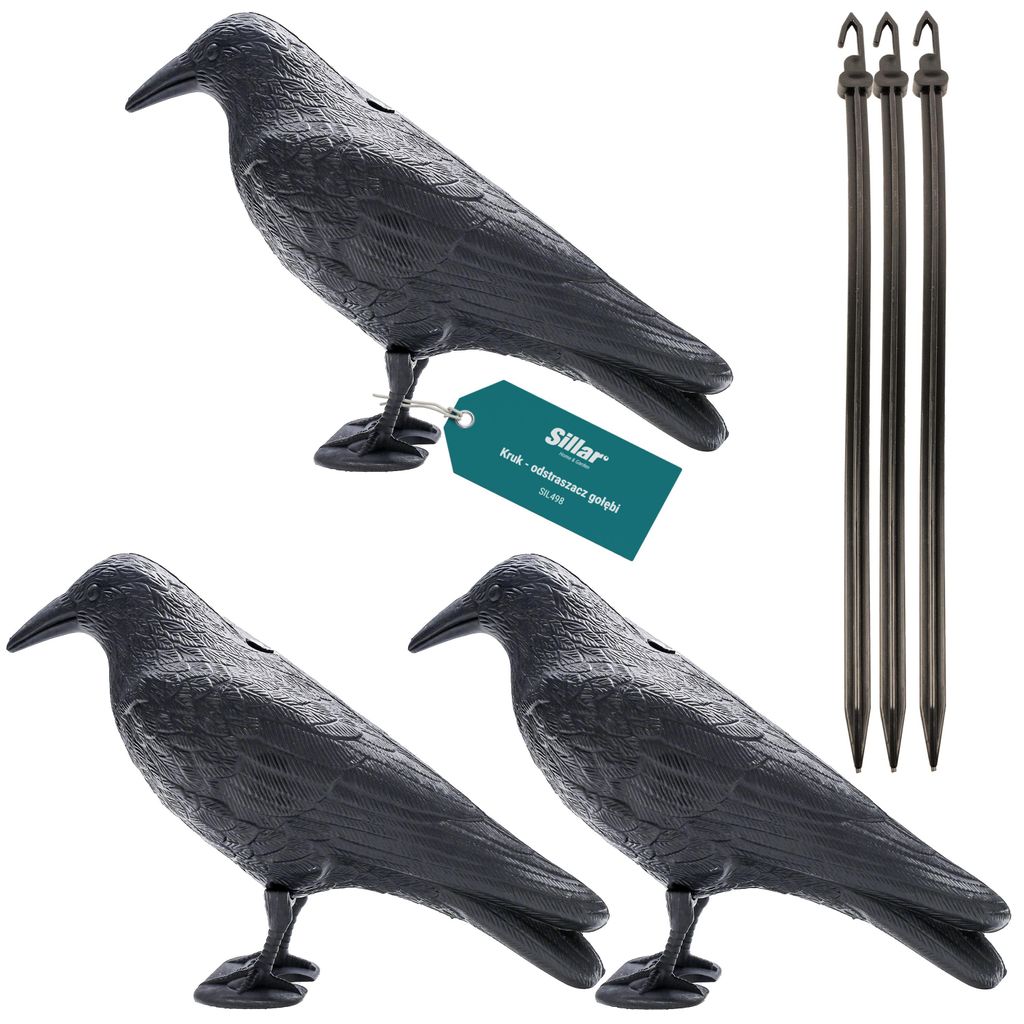 Sillar 3x odstrašovač vtákov „Havran“ 34 cm – odstrašovač Obrázok produktu 