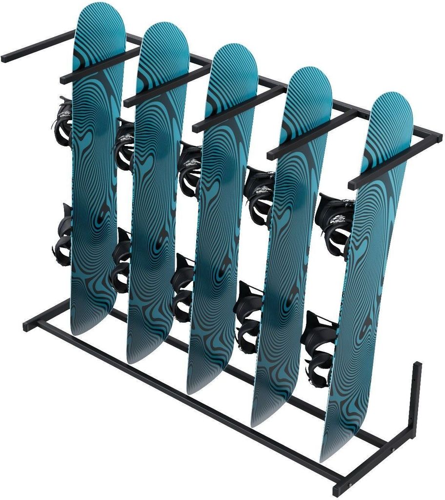 QLS Ständer für 5 Snowboards Freistehend Lagerregal Garage Snowboard-Verleih 11092