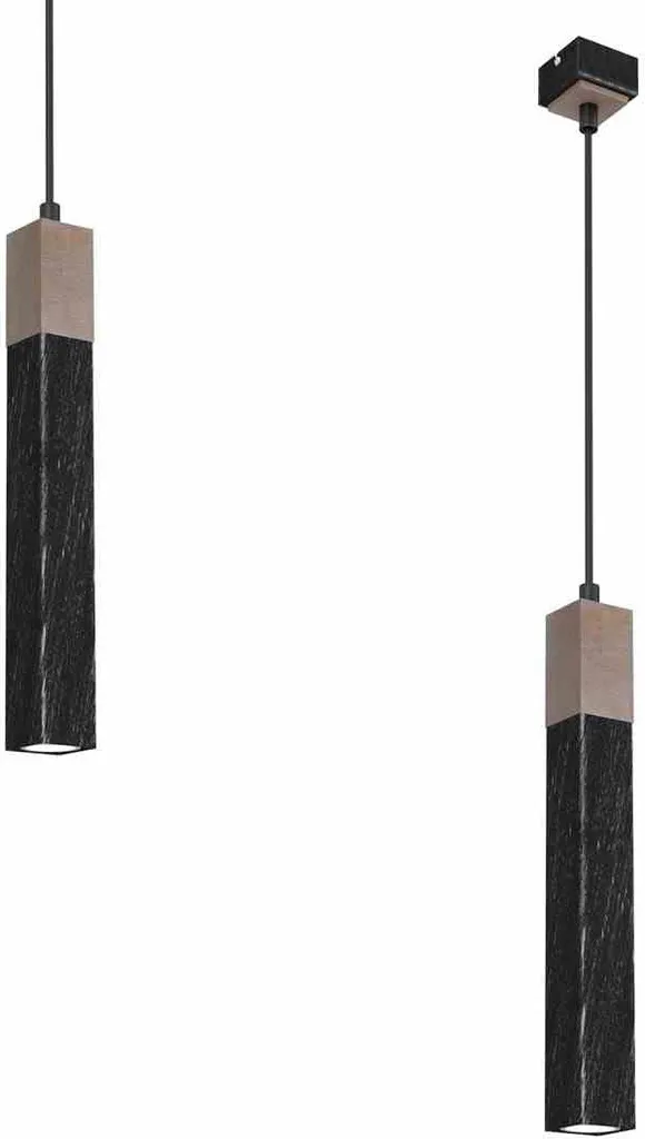 Lampadario Industriale Milagro SOLO MLP7469 Legno Lavato Nero Vintage