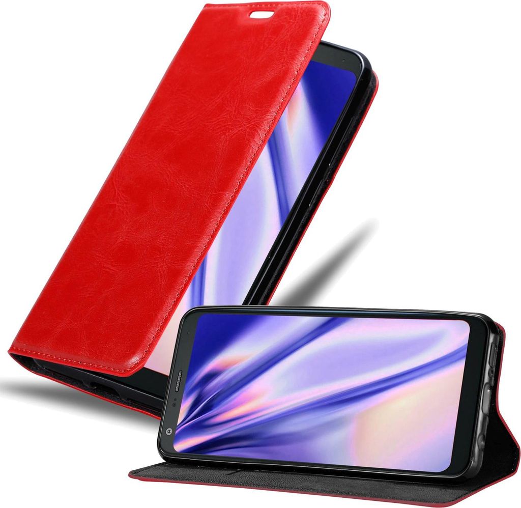 Cadorabo Hülle für LG Q9 Schutz Hülle in Rot Handyhülle Etui Case Cover Magnetverschluss