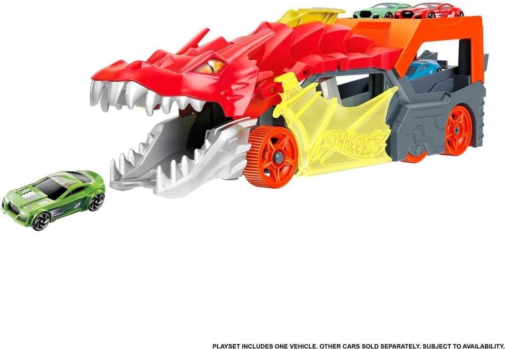 Hot Wheels City Drachentransporter, spuckt Autos aus seinem Produktbild 