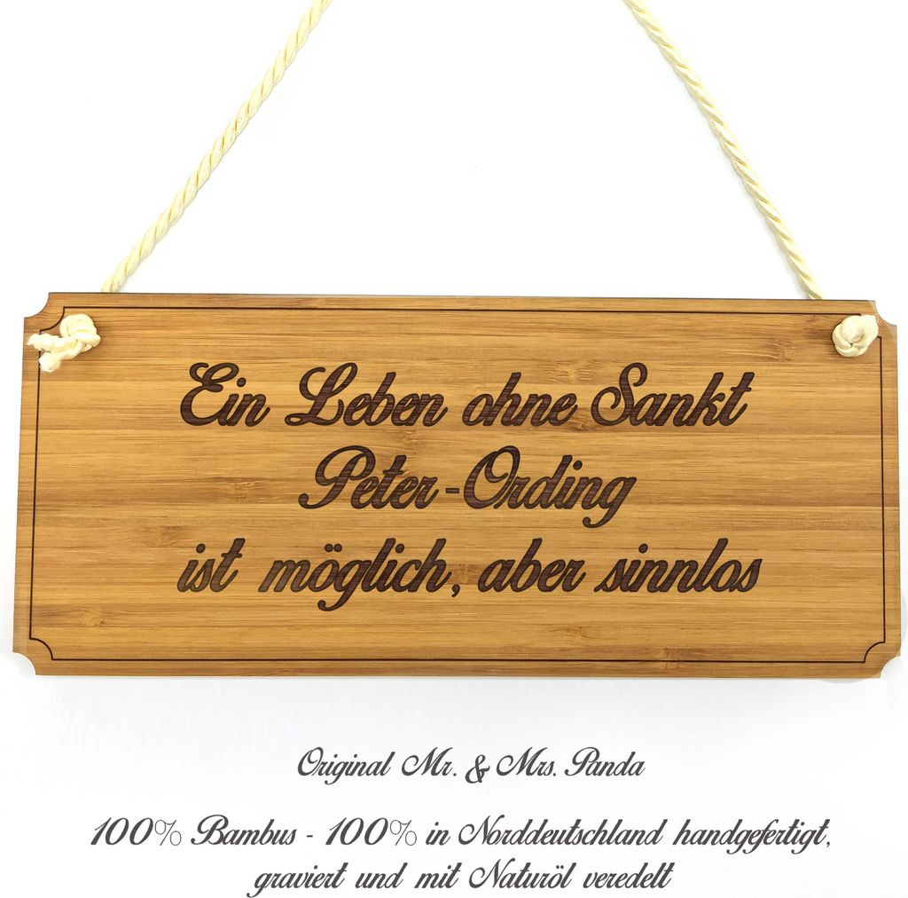 Mr. & Mrs. Panda Wegweiser Sankt Peter-Ording - Geschenk, Firmenschild, Geschenkidee, Türschild, Schild, Graviert, Shabby, Holzschild, Landhaus, Holz