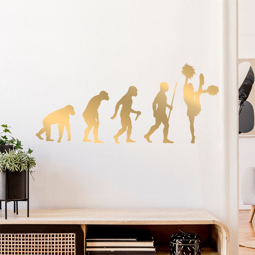 Cheerleader Evolution Wandtattoo Wandaufkleber Wall Sticker - Dekoration, Küche, Wohnzimmer, Schlafzimmer, Badezimmer