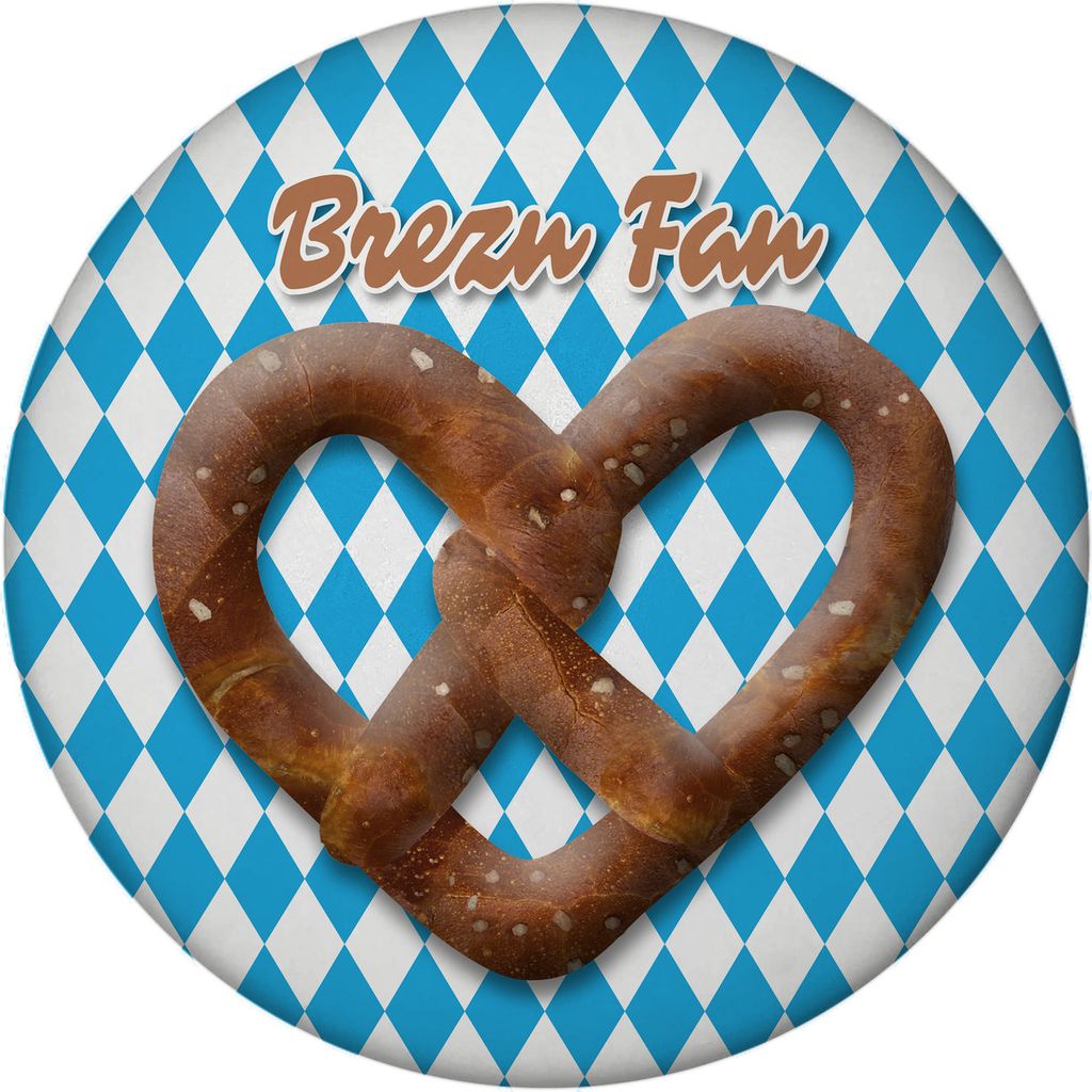 Brezelherz Bayernflagge Magnet mit Flaschenöffner rund mit Spruch Brezn Fan
