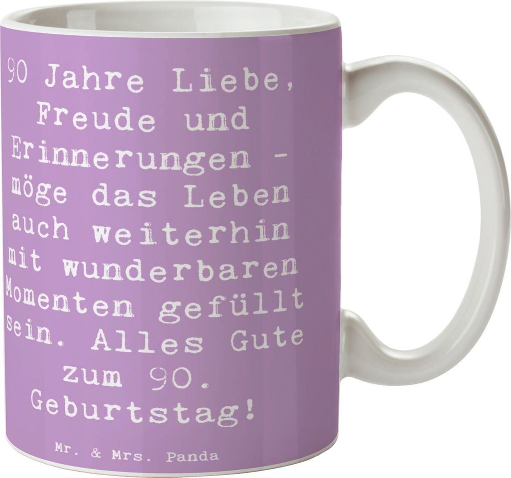 Mr. & Mrs. Panda Tasse Spruch 90. Geburtstag - Lavendeltraum - Geschenk, Kaffeebecher, Geschenktasse, Happy Birthday, Alter, Handgefertigtes, Teeta...