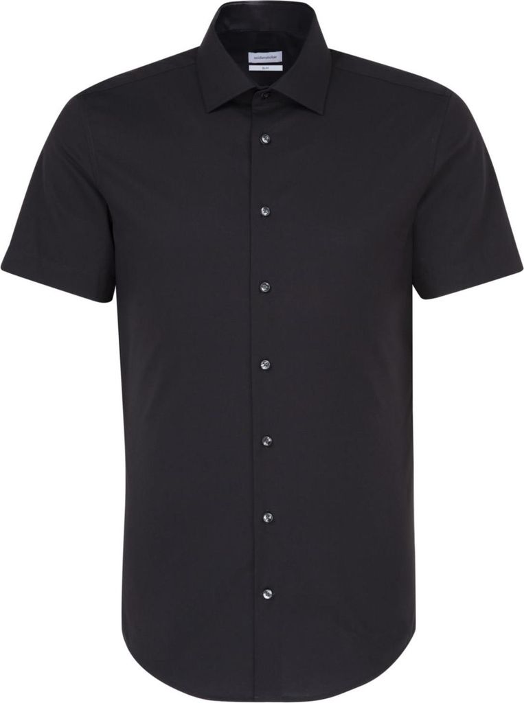 Seidensticker BUSINESS Herren Hemd Kurzarm Kent Slim-Fit Schwarz 43