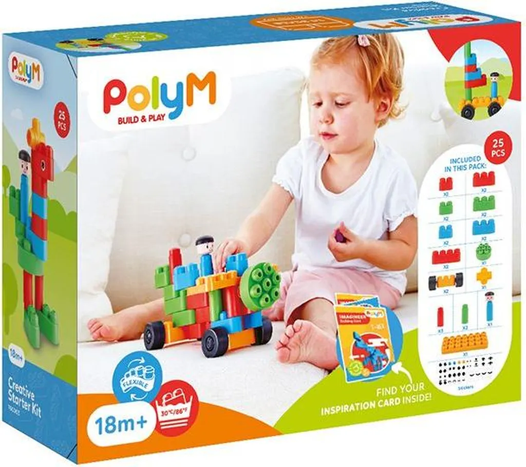 Kit de démarrage créatif PolyM : briques lavables et souples pour bébé - 4
