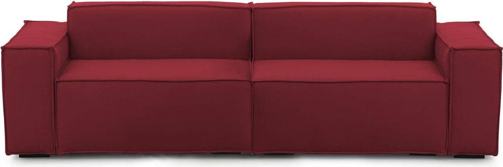 Festes Sofa Dmelucc, Lineares modulares 3-Sitzer-Sofa, 100% Italy, Modernes Wohnzimmersofa aus Stoff, Cm 260x95h70, Rot