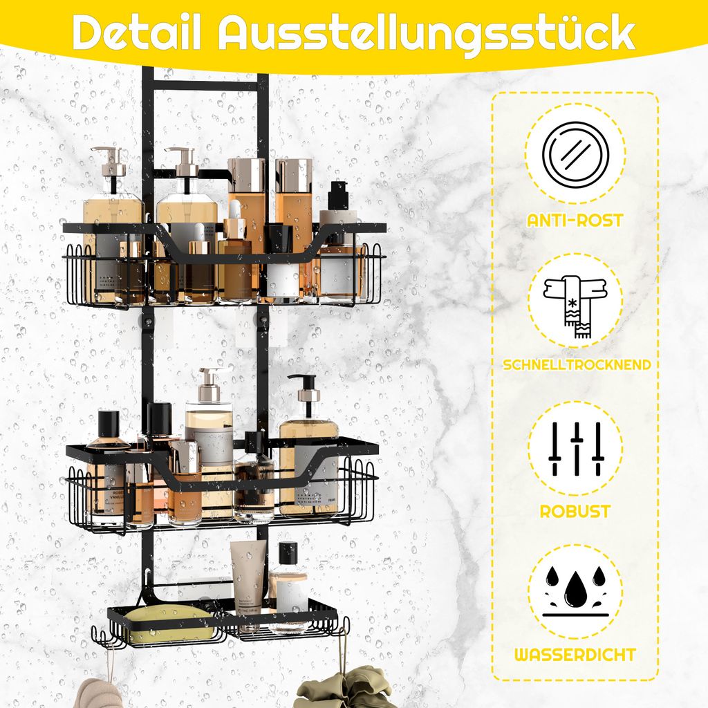 Duschablage zum Hängen Schwarz,Duschregal mit 2 Duschkörben Produktbild 5