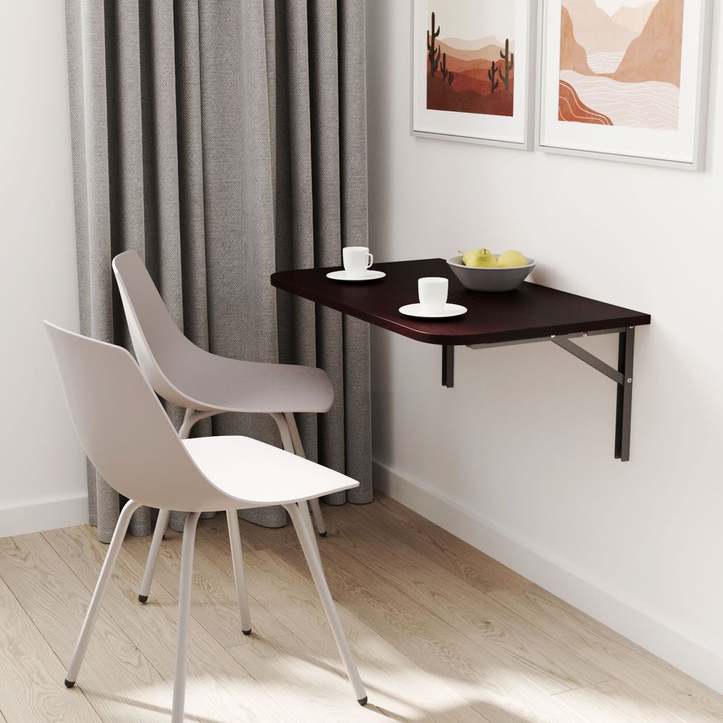 AKKE Wenge Wandklapptisch mit abgerundeten ecken LxB: 100x50 cm