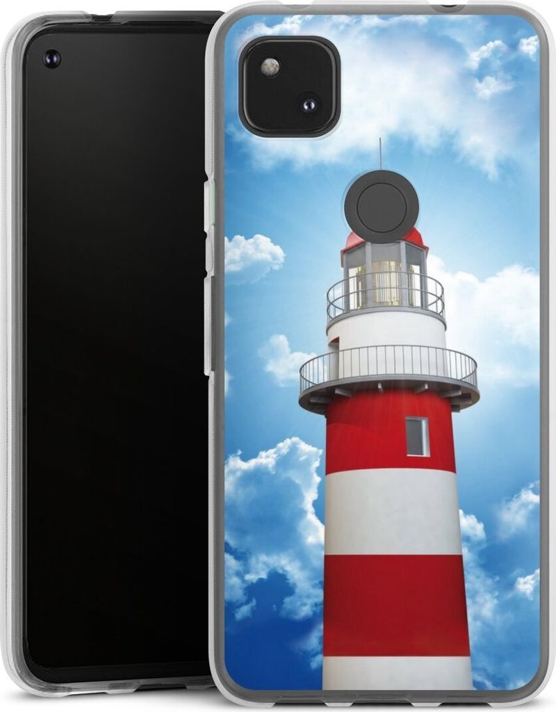 DeinDesign Handyhülle für Google Pixel 4a Silikon Hülle Case Smartphone Schutzhülle Himmel Leuchtturm Wolke