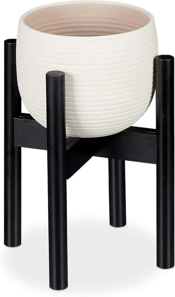 Support plantes bambou réglable 355 cm noir design gain de place
