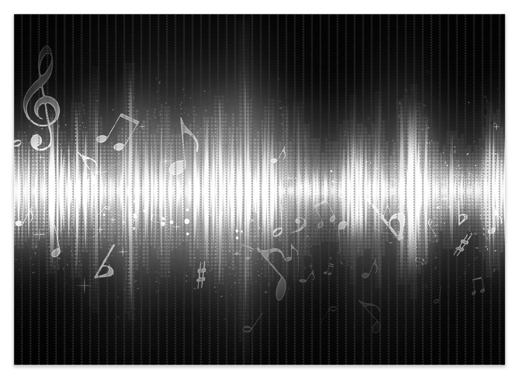 Wallario Duschmatte Antirutschmatte Badmatte Fußmatte Noten der Musik in schwarz und weiß, Größe ca. 70 x 50 cm
