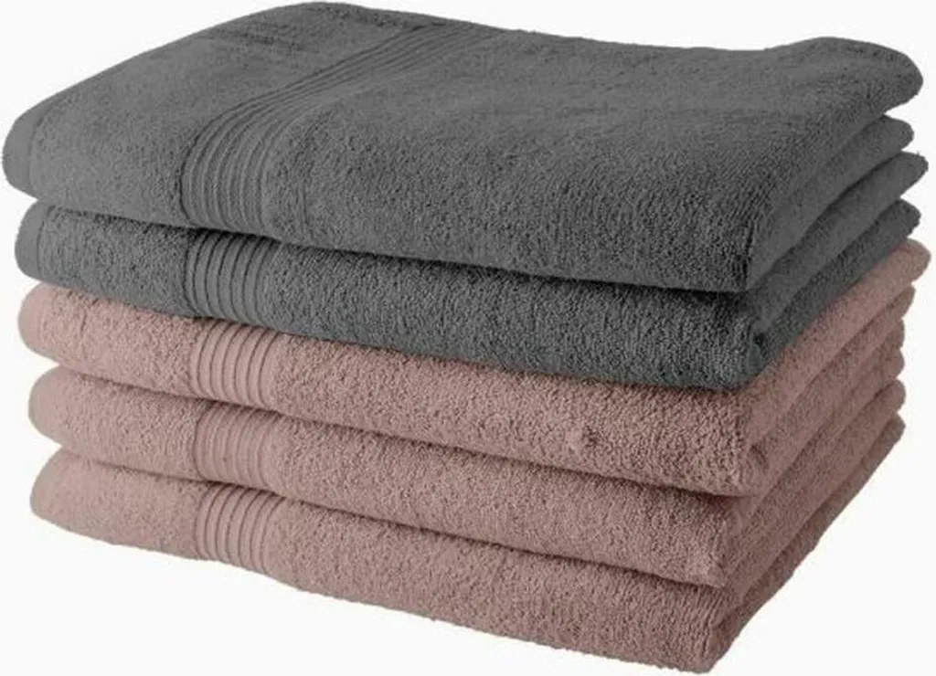Set Luxury 5 Asciugamani Spugna OGGI 70x130cm Grigio & Rosa Chiaro