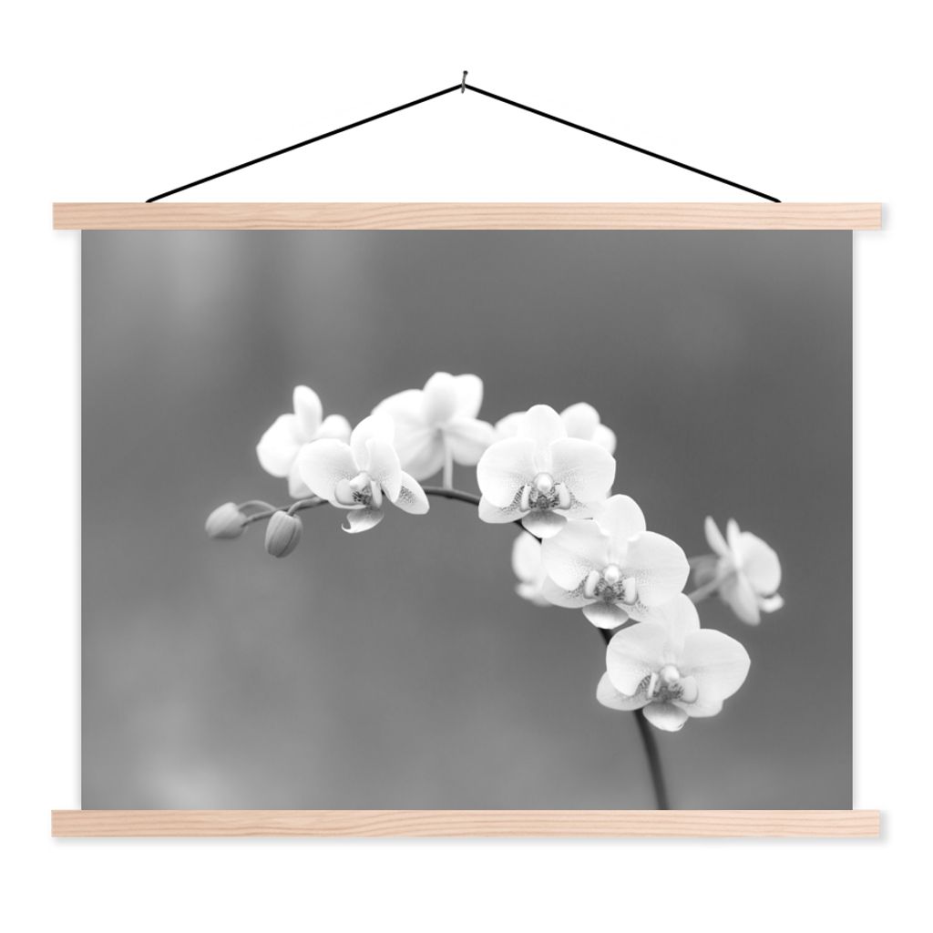 MuchoWow Textilposter Orchidee - Blumen - Pflanze - Weiß - Lila 40x30 cm mit holzfarbenen Rahmen - Bilder
