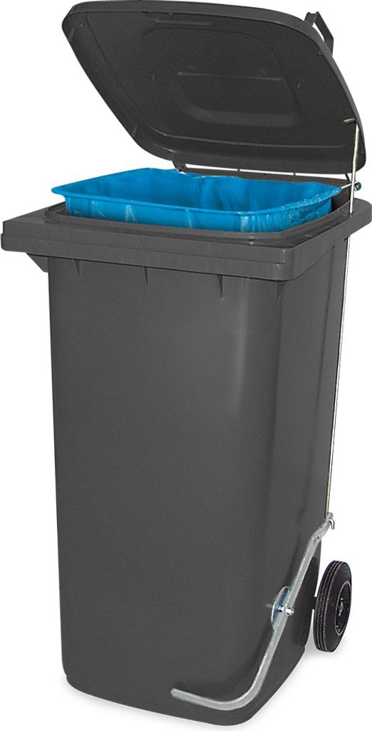 Müllbehälter mit Fußpedal und Klemmring, 80 Liter, anthrazit, BxTxH 445x520x930 mm