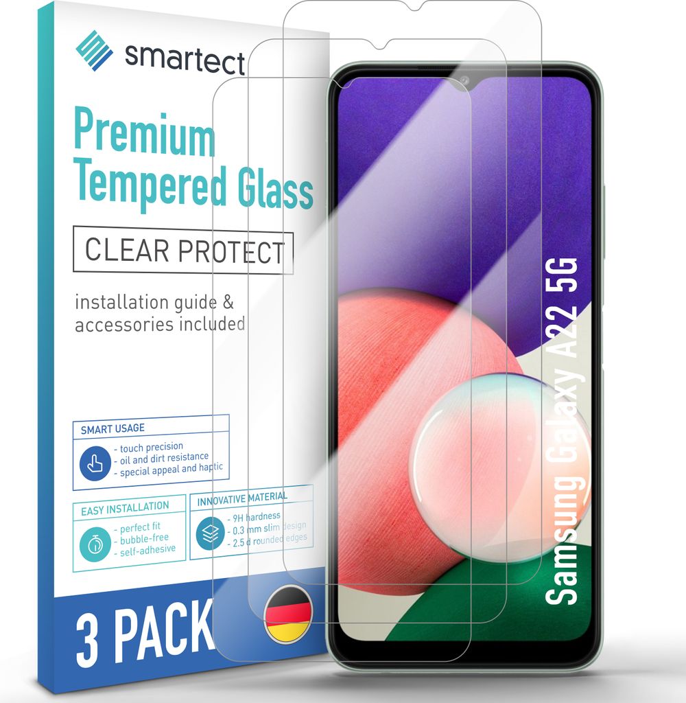 3x Schutzglas Panzerfolie Klar für Galaxy A22 5G/ A22s 5G Produktbild 