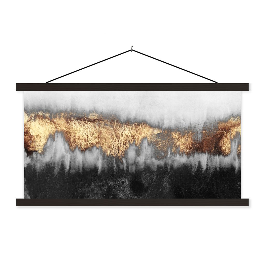 MuchoWow Textilposter Gold - Chic - Abstrakt 90x45 cm mit schwarzem Rahmen - Klemmleisten
