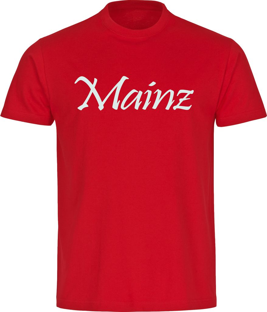multifanshop Herren T-Shirt - Mainz - Schriftzug, rot, Größe S