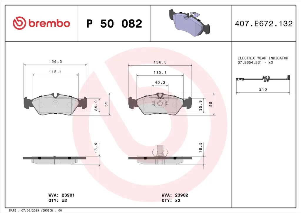 Plaquettes de Frein Brembo P 50 082 pour Sprinter W903 et W909 Arrière