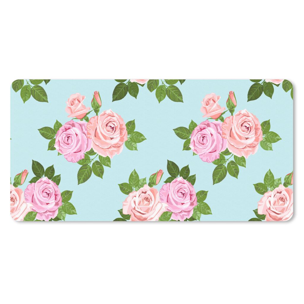 MuchoWow Schreibtischunterlage Rosen - Romantisch - Muster 80x40 cm - XXL Mauspad - Gaming Mauspad