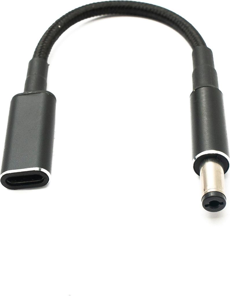 SYSTEM-S DC 20V Kabel 15 cm 5,5 x 2,1 Stecker zu USB 3.1 Typ C Buchse geflochten