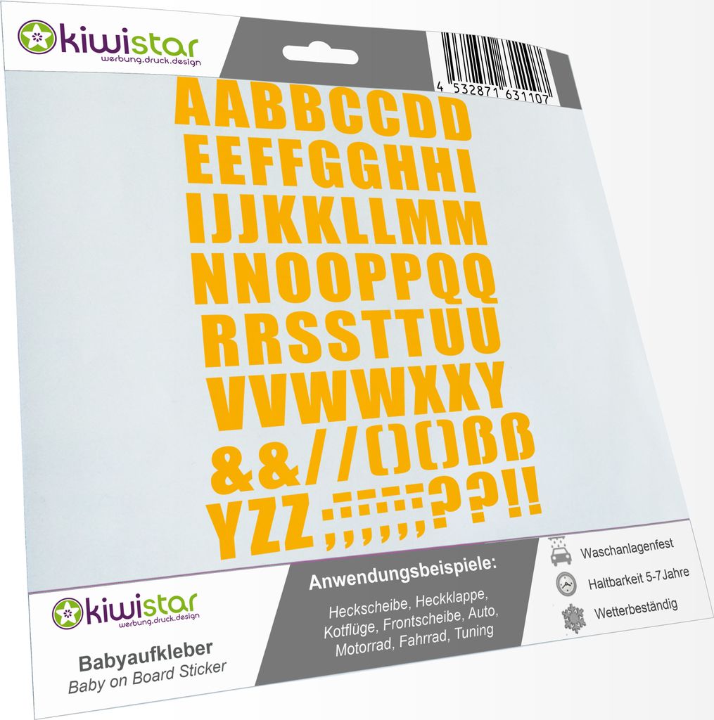 Bogengröße A3 - Alphabet - Buchstaben - Letters - ABC IN 15 Farben - Neon + Chrom! Sticker Aufkleber