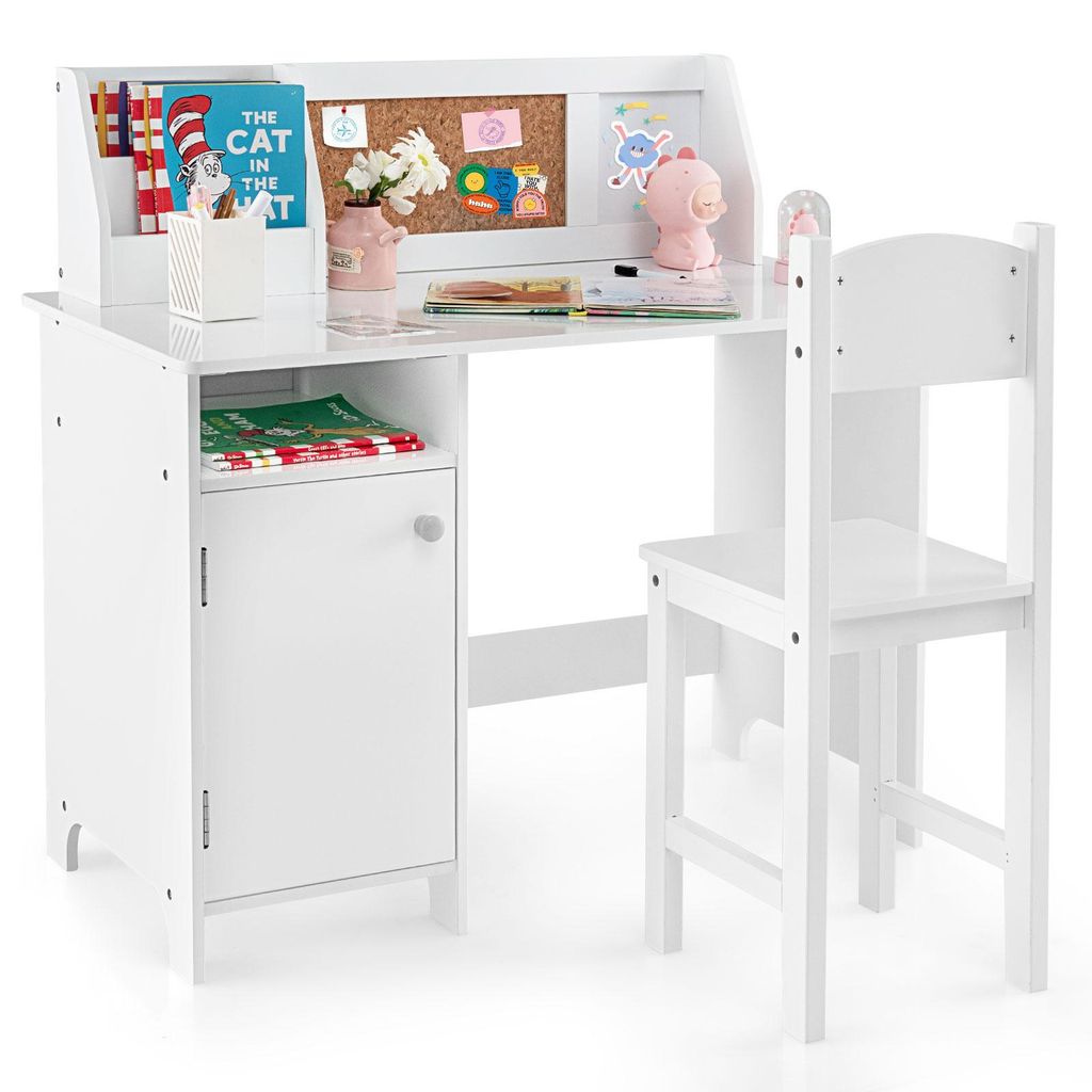 COSTWAY Kinderbureau-set, bureau voor kinderen met stoel Productafbeelding 