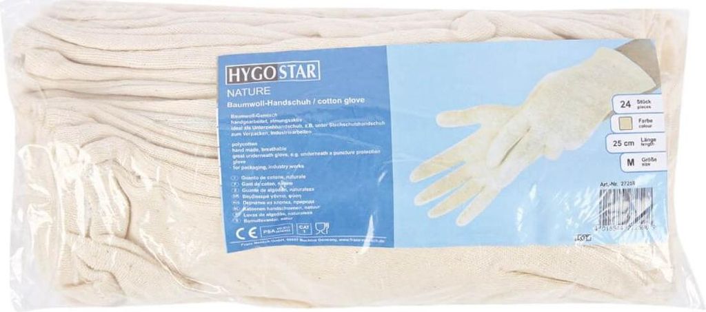 HYGOSTAR Baumwollhandschuhe Nature | 12 Paar : M Größe: M Produktbild 
