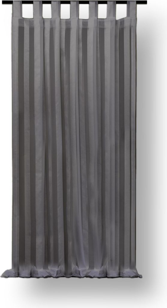 Voile Gardine grau Streifen Dekoschal 140x175 cm halbtransparent Schlaufen Vorhang