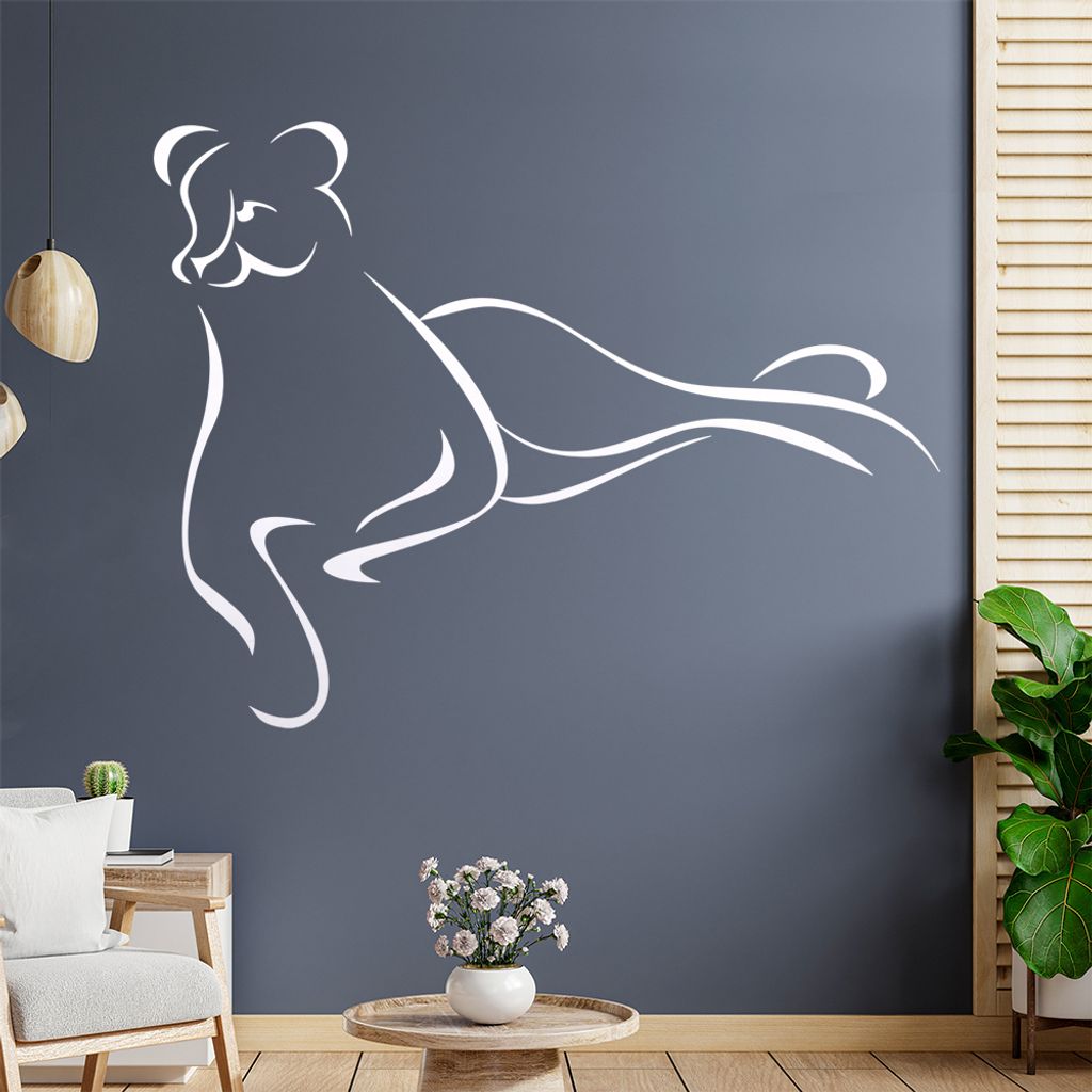 Raubkatze Linien Wandtattoo in 6 Größen - Wandaufkleber Wall Sticker - Dekoration, Küche, Wohnzimmer, Schlafzimmer, Badezimmer
